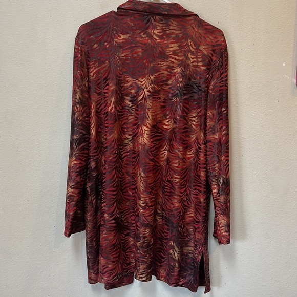 Vintage Red Metallic Zebra Print Open Front Blazer Cardigan M Silly Brand - Picture 2 of 8